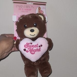 Paris Hilton Brown Plush Bear with Pink Heart
